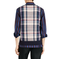 Haut sans manches en cachemire à motif check - Bright Navy