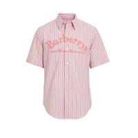 Chemise rayée à manches courtes avec logo d'archive brodé - Light Pink