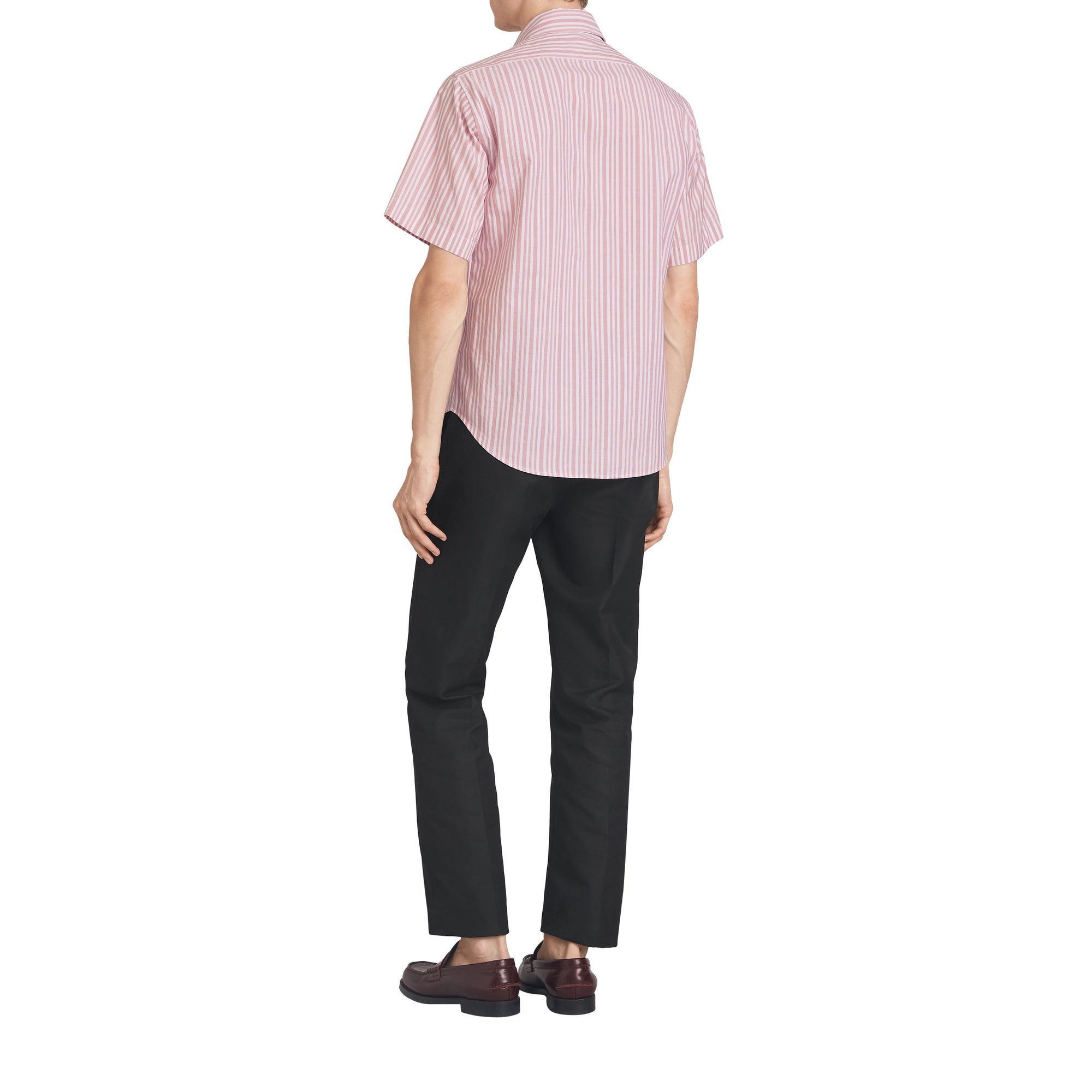 Chemise rayée à manches courtes avec logo d'archive brodé - Light Pink