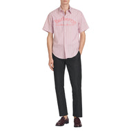 Chemise rayée à manches courtes avec logo d'archive brodé - Light Pink