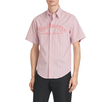 Chemise rayée à manches courtes avec logo d'archive brodé - Light Pink