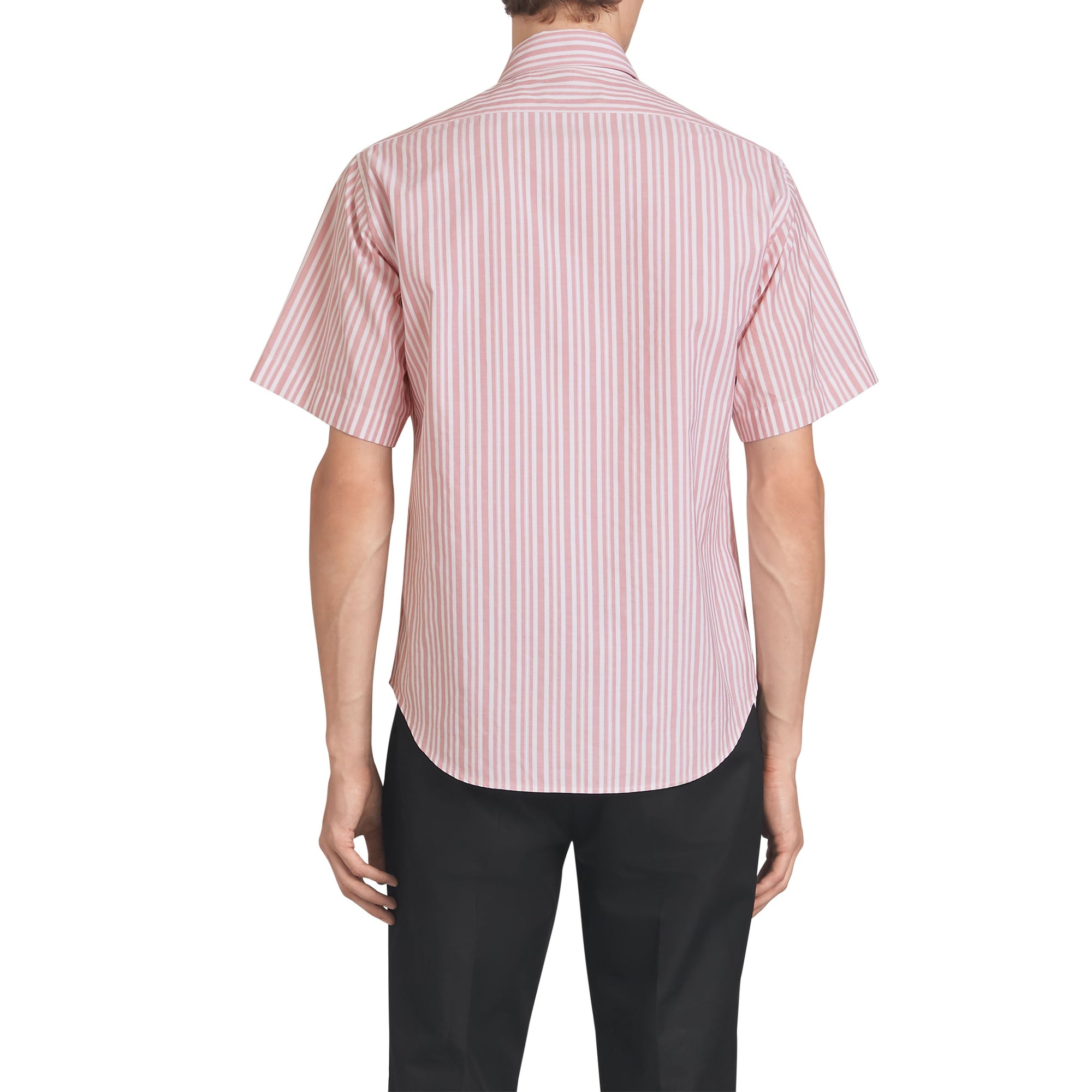 Chemise rayée à manches courtes avec logo d'archive brodé - Light Pink