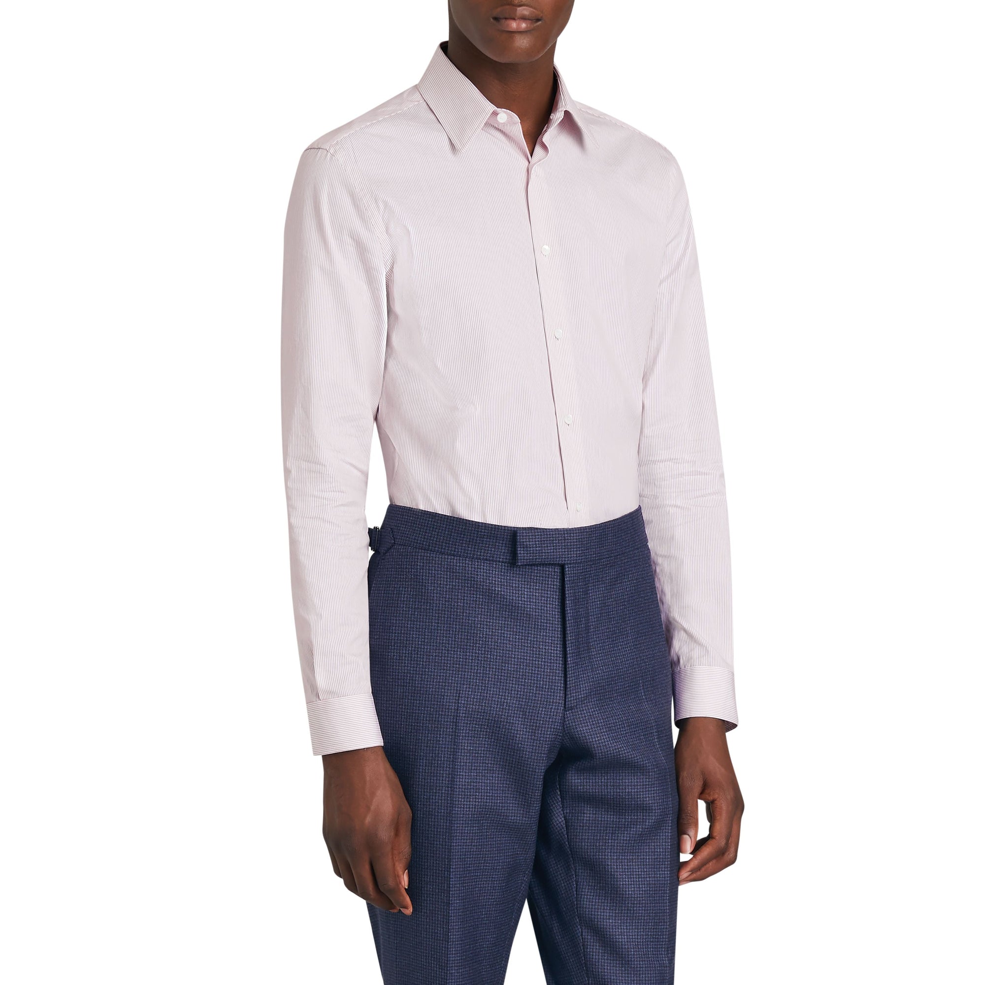 Chemise slim en popeline de coton rayée - Burgundy
