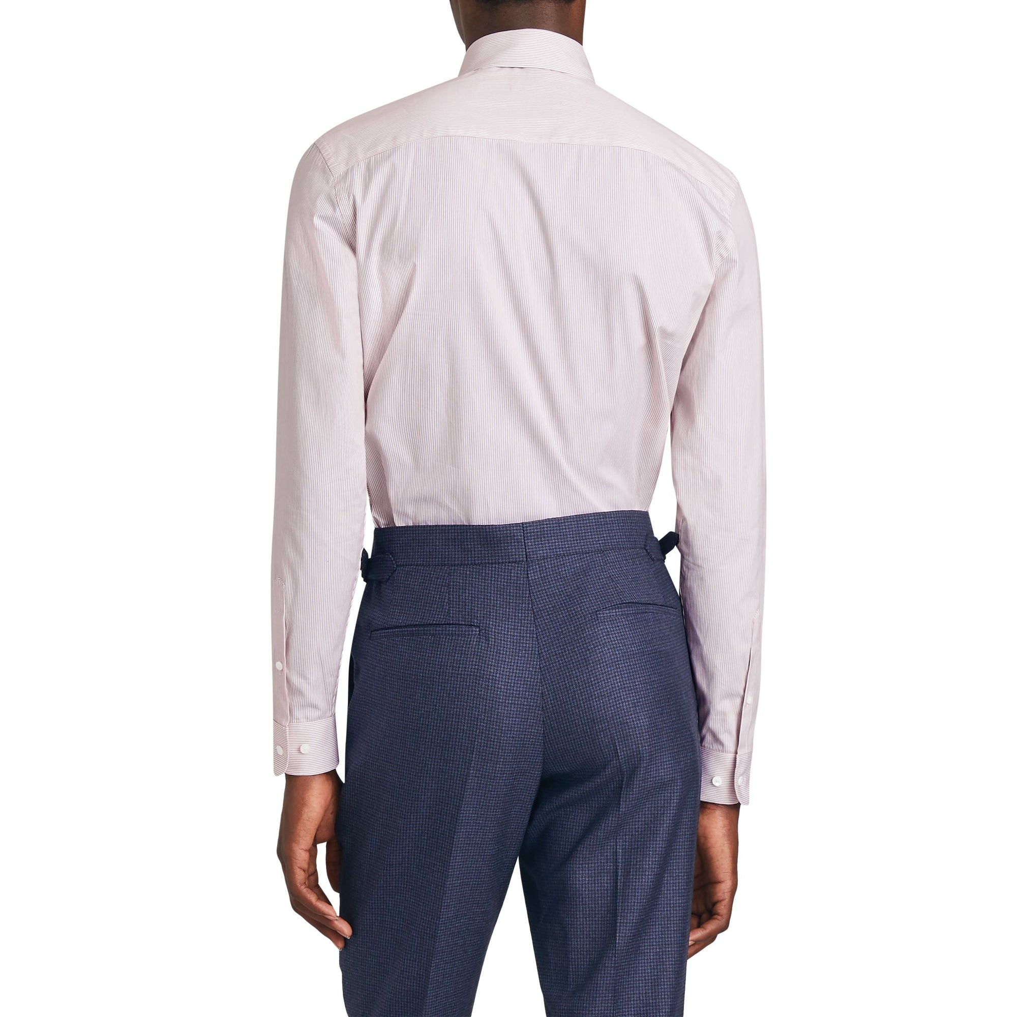 Chemise slim en popeline de coton rayée - Burgundy