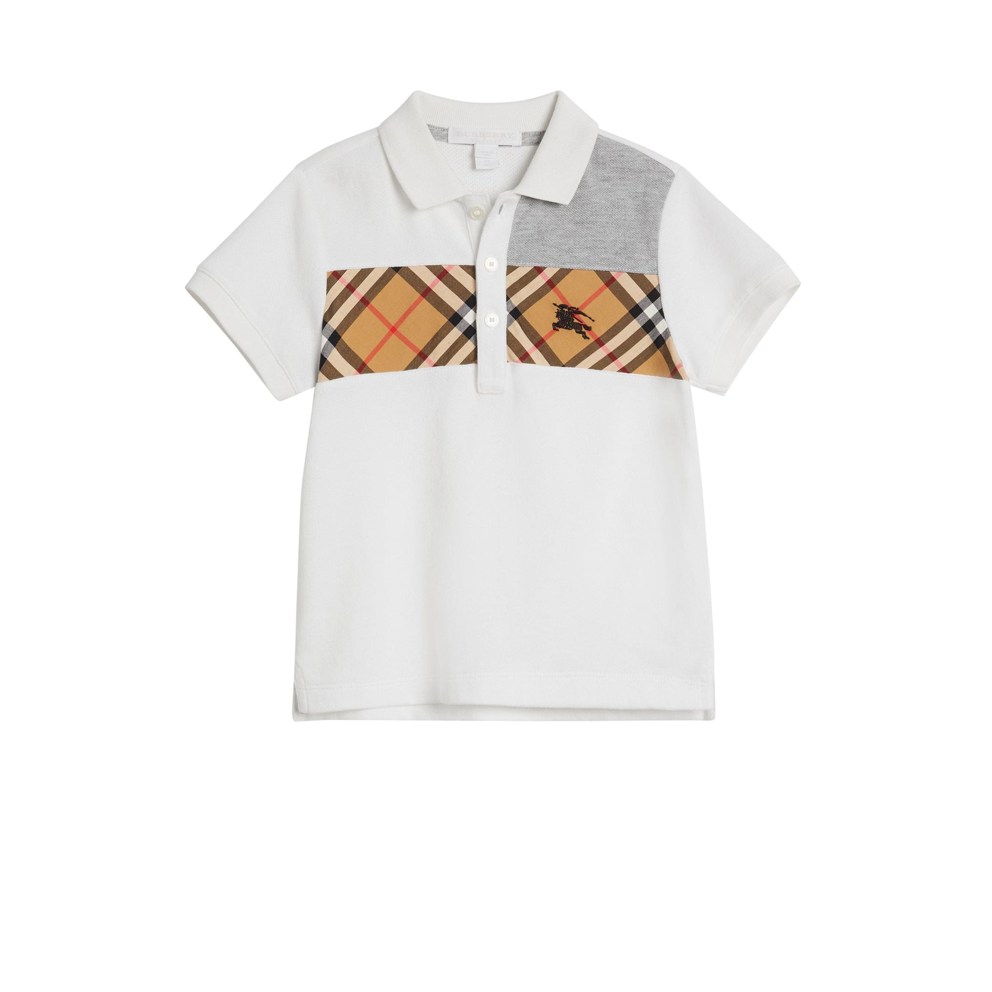 Polo en coton à empiècement Vintage check - White