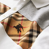 Polo en coton à empiècement Vintage check - White