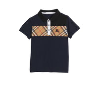 Polo en coton à empiècement Vintage check - Navy