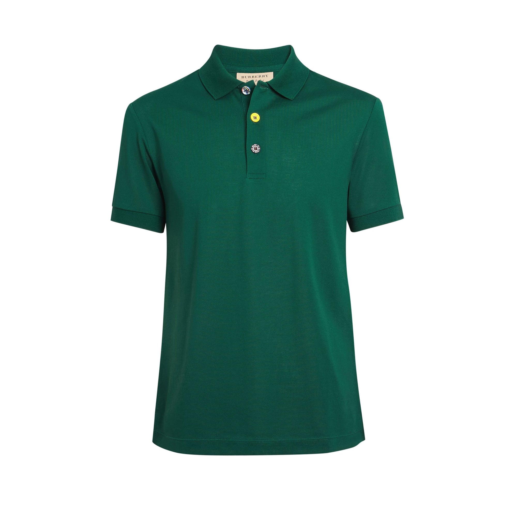 Polo en piqué de coton avec boutons peints - Opal Green