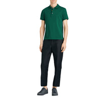 Polo en piqué de coton avec boutons peints - Opal Green