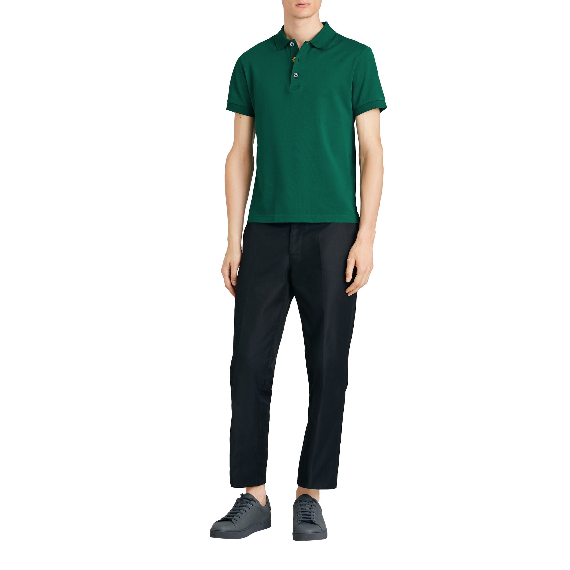 Polo en piqué de coton avec boutons peints - Opal Green