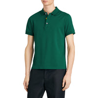 Polo en piqué de coton avec boutons peints - Opal Green
