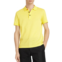 Polo en piqué de coton avec boutons peints - Vibrant Lemon