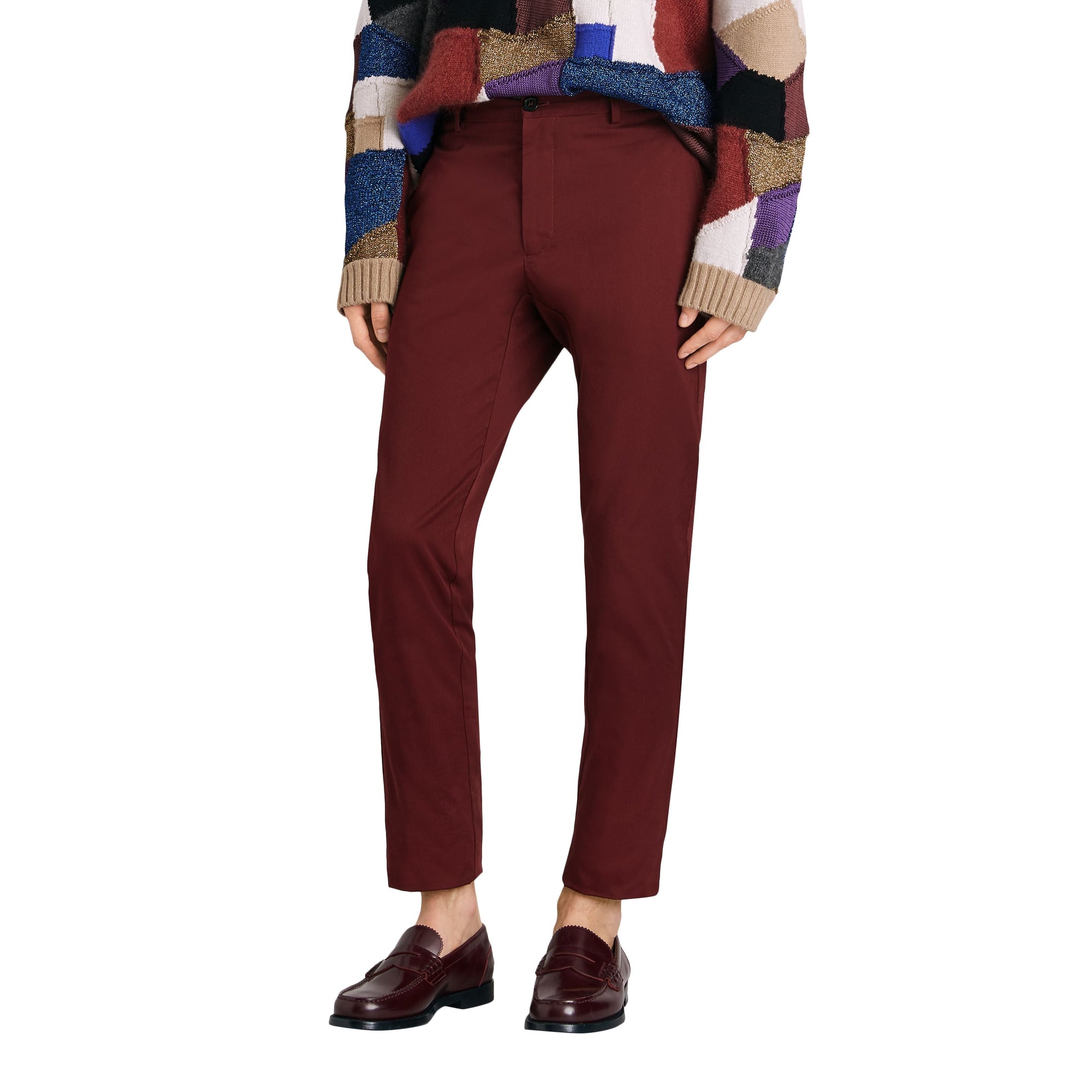 Pantalon chino slim en coton - Dark Crimson