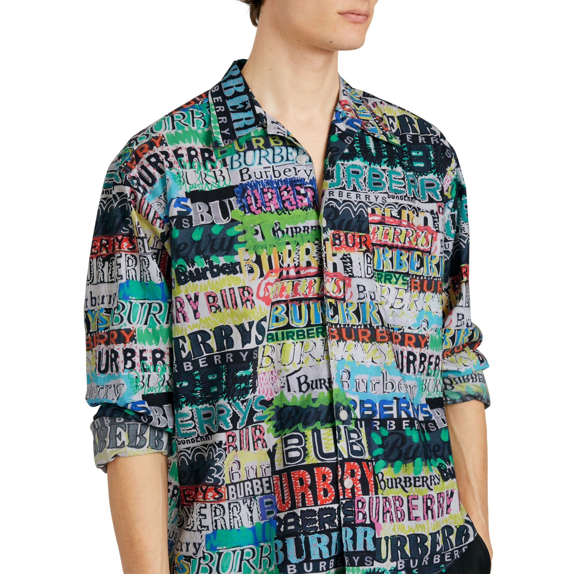 Chemise en coton à imprimé tagué - Bright Green
