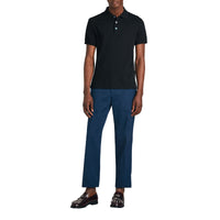 Polo en piqué de coton avec boutons peints - Black