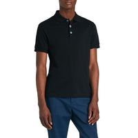 Polo en piqué de coton avec boutons peints - Black