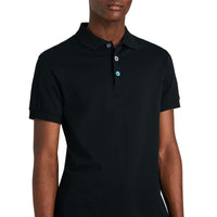 Polo en piqué de coton avec boutons peints - Black