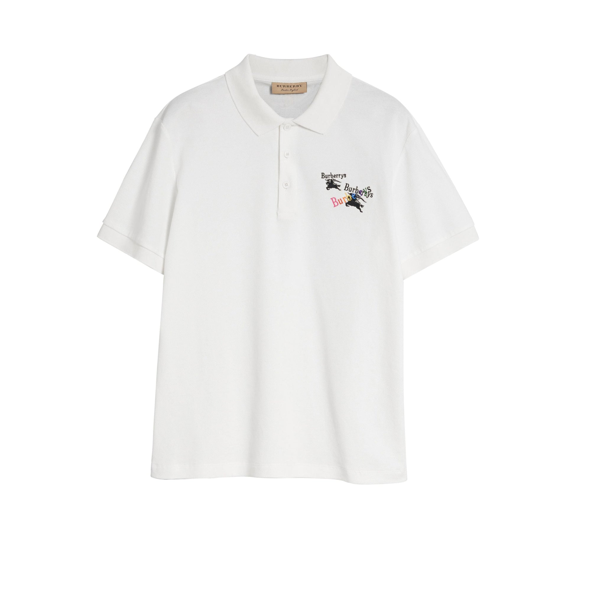 Polo en piqué de coton avec triple logo d'archive - White