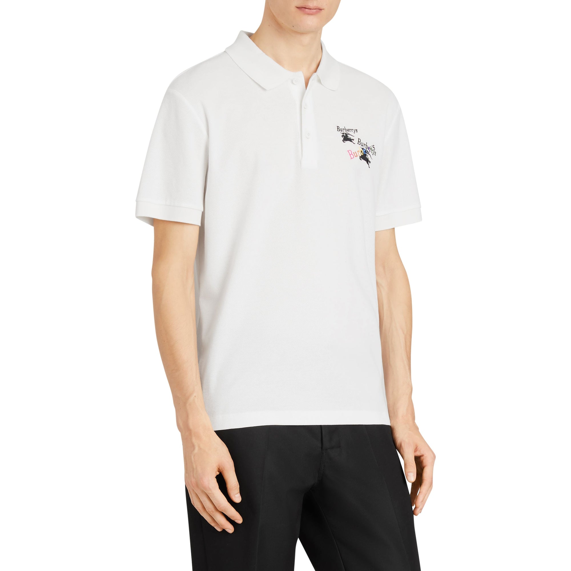 Polo en piqué de coton avec triple logo d'archive - White