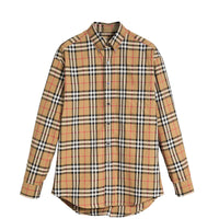 Chemise à col boutonné en coton à motif Vintage check - Antique Yellow
