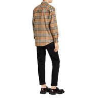 Chemise à col boutonné en coton à motif Vintage check - Antique Yellow