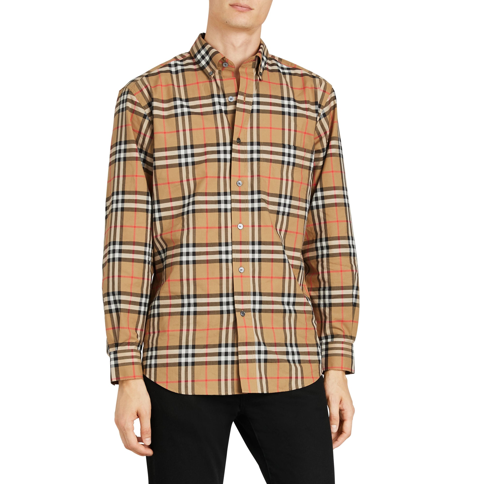 Chemise à col boutonné en coton à motif Vintage check - Antique Yellow