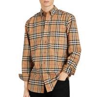 Chemise à col boutonné en coton à motif Vintage check - Antique Yellow