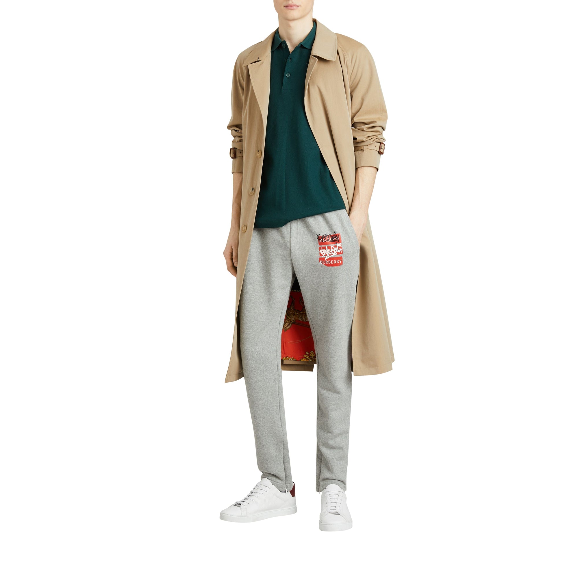 Pantalon de survêtement avec imprimé étiquette en graffiti - Pale Grey Melange