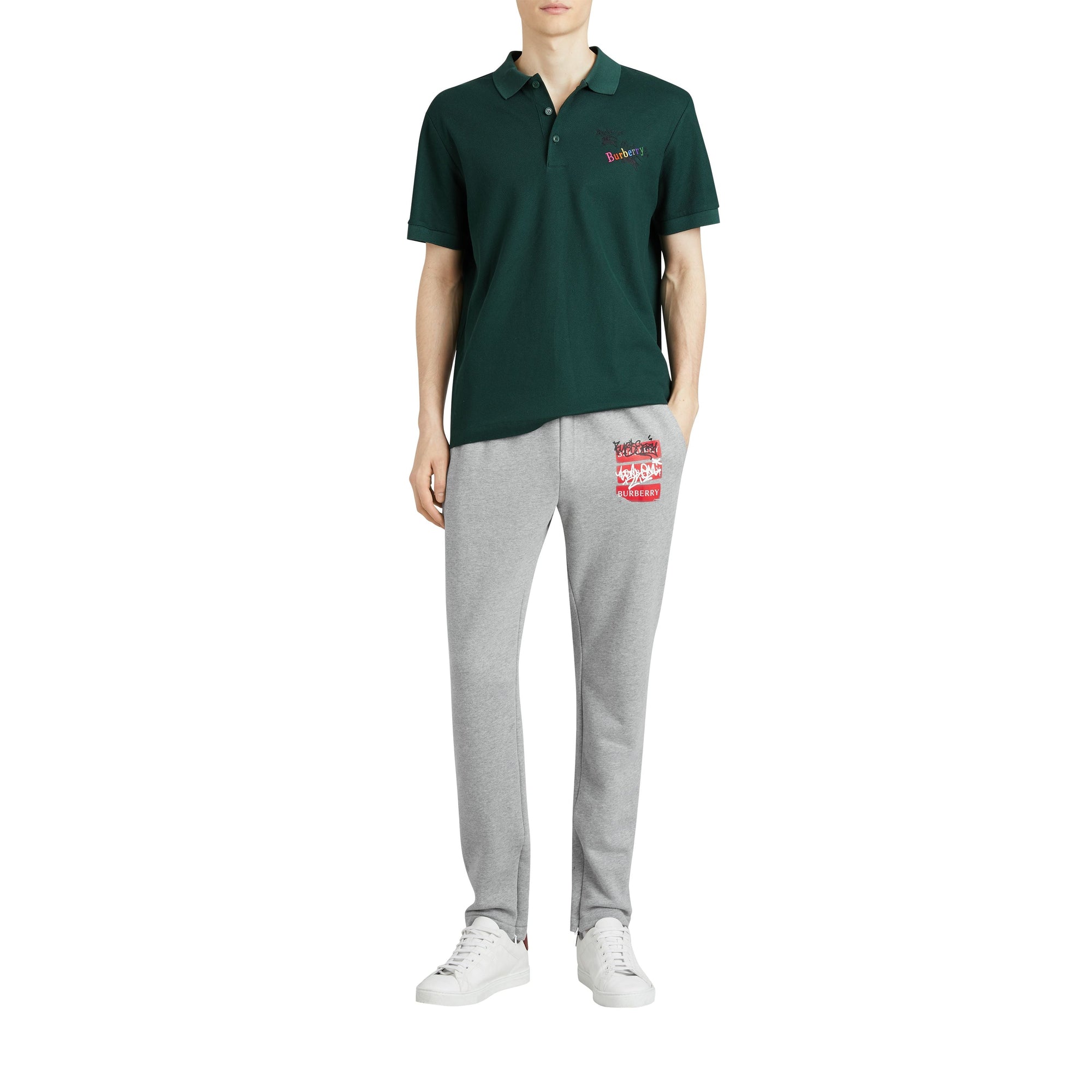 Pantalon de survêtement avec imprimé étiquette en graffiti - Pale Grey Melange