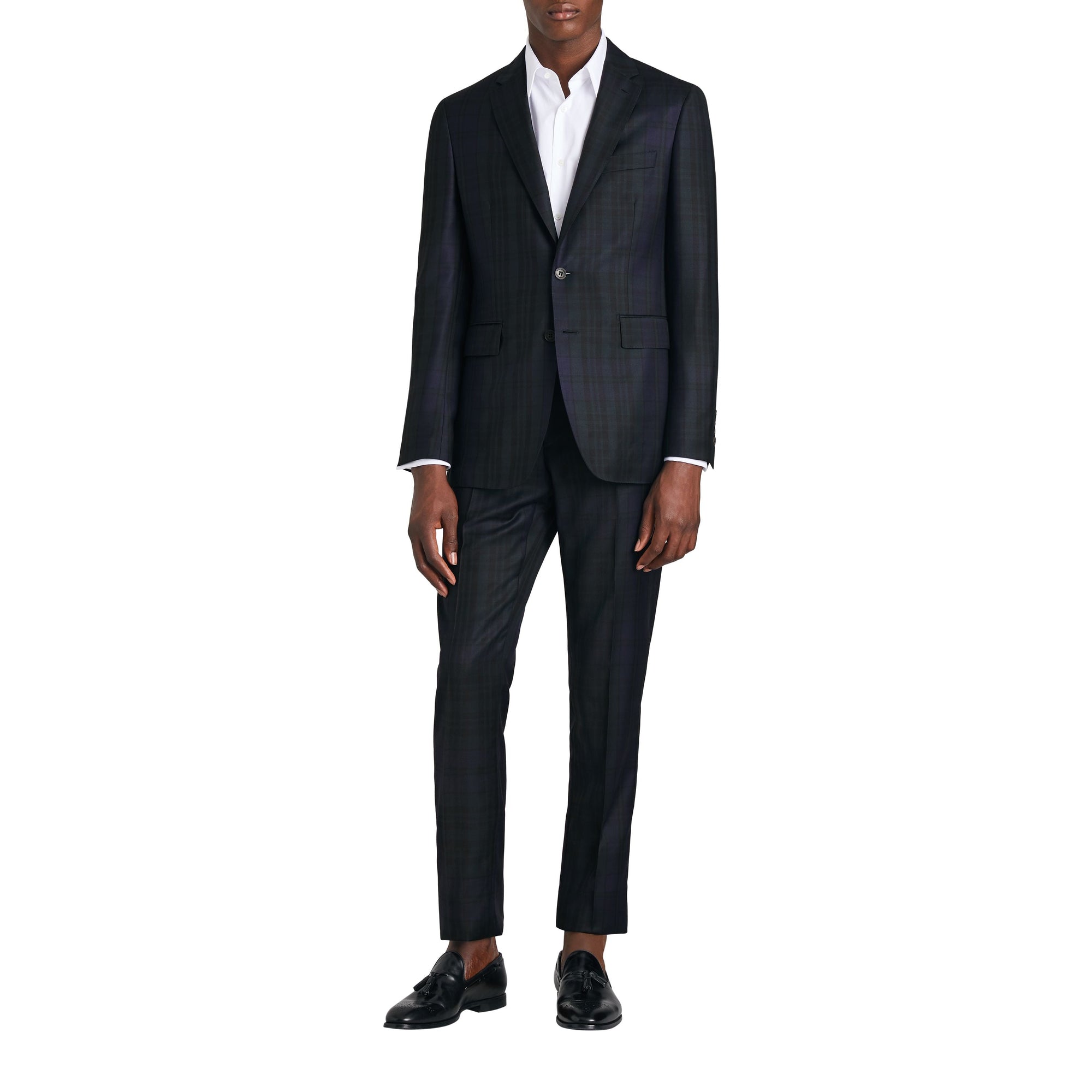 Costume de coupe Soho en sergé de laine tartan - Navy