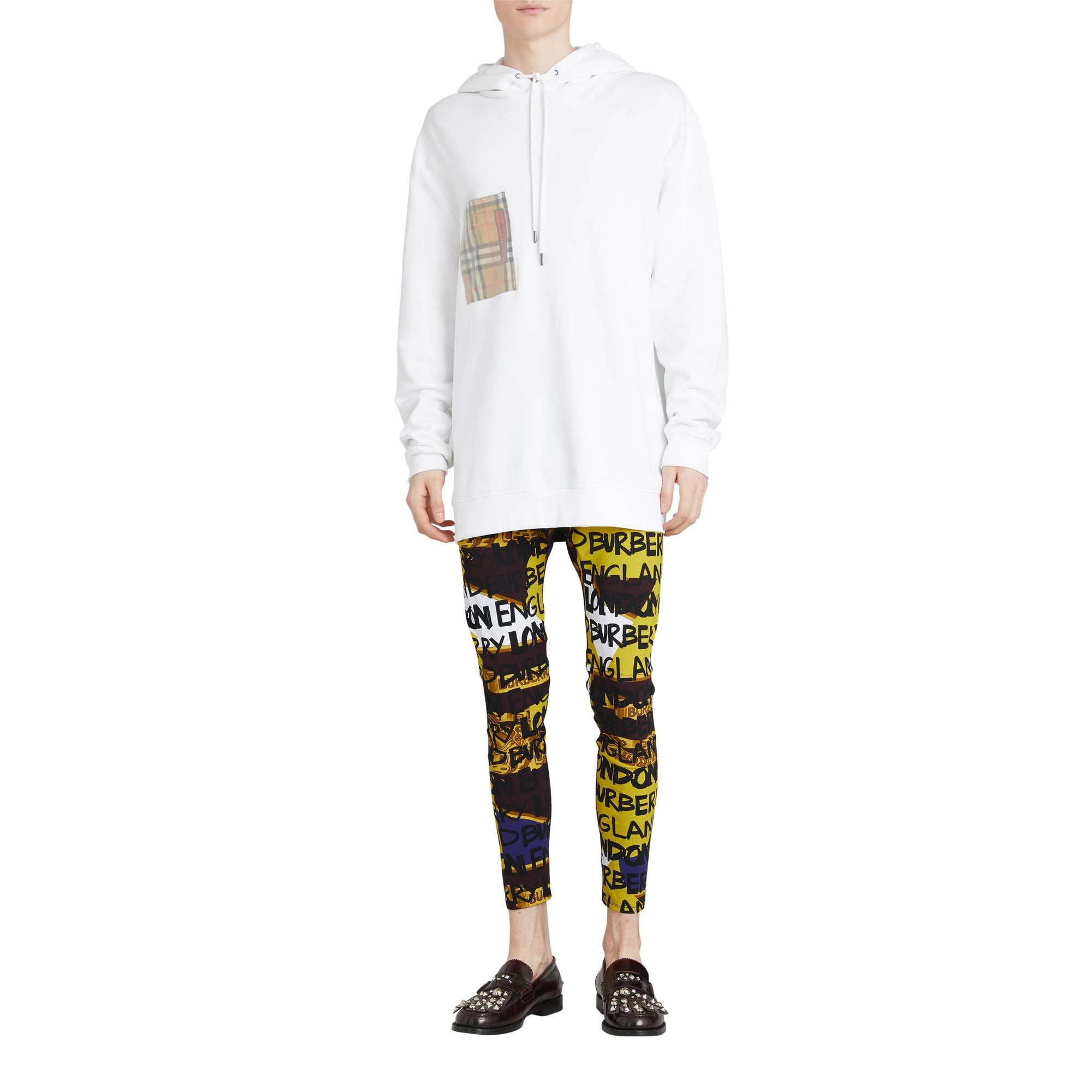 Sweat-shirt à capuche poche imprimé - White