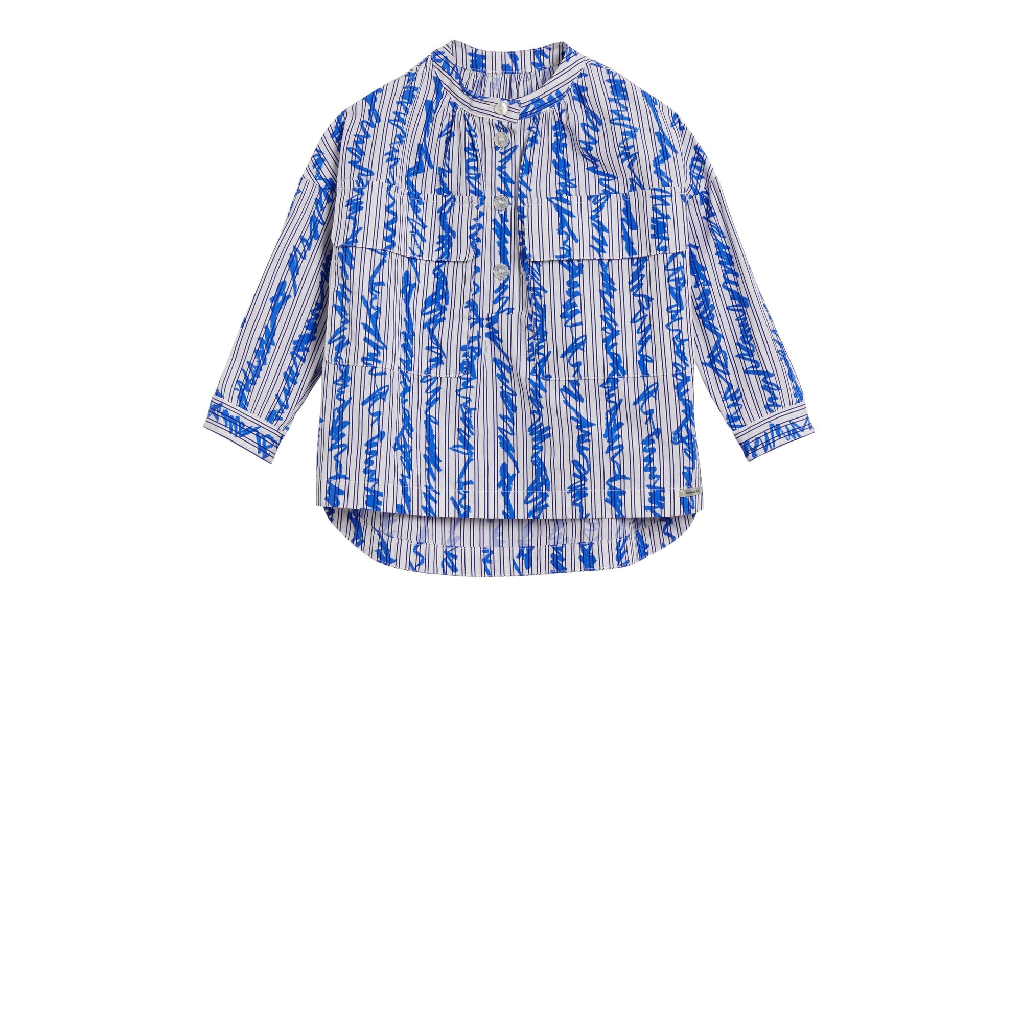 Chemise en coton à motif rayé griffonné - Bright Blue