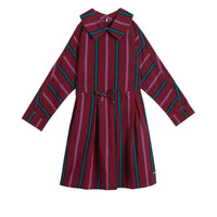 Robe rayée avec cordon de serrage - Burgundy
