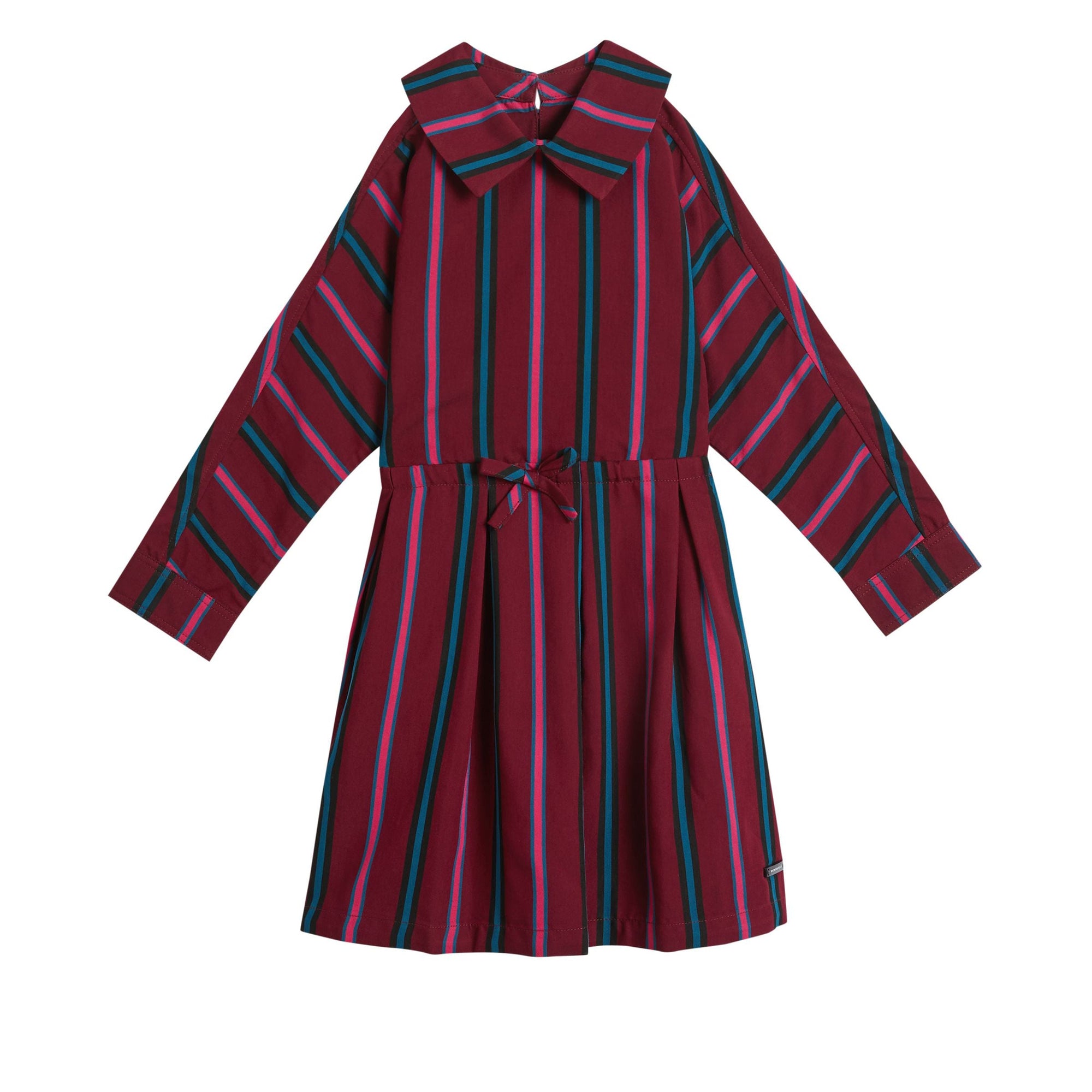 Robe rayée avec cordon de serrage - Burgundy