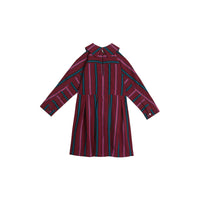 Robe rayée avec cordon de serrage - Burgundy