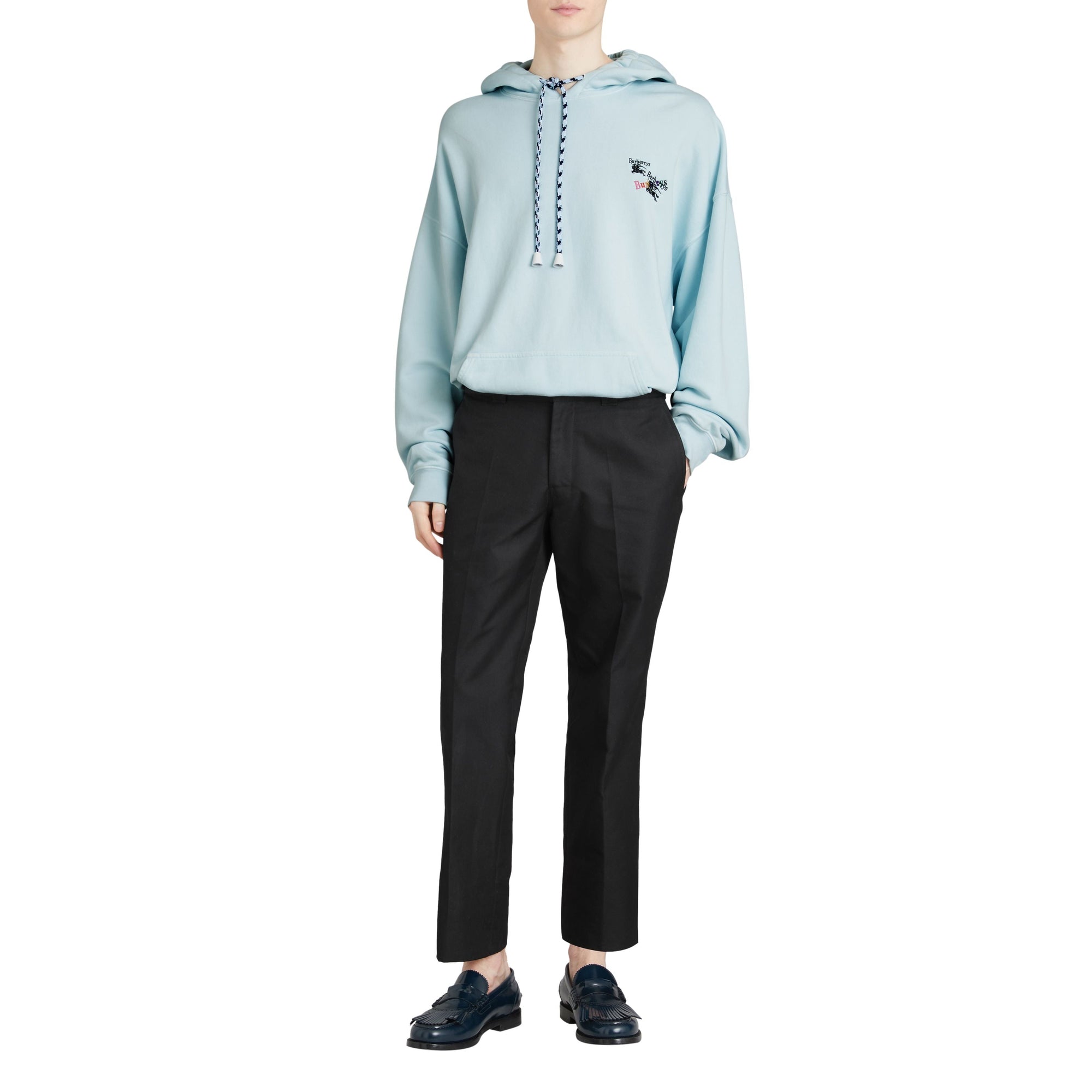 Sweat-shirt oversize à capuche brodé du logo du Cavalier - Pearl Blue