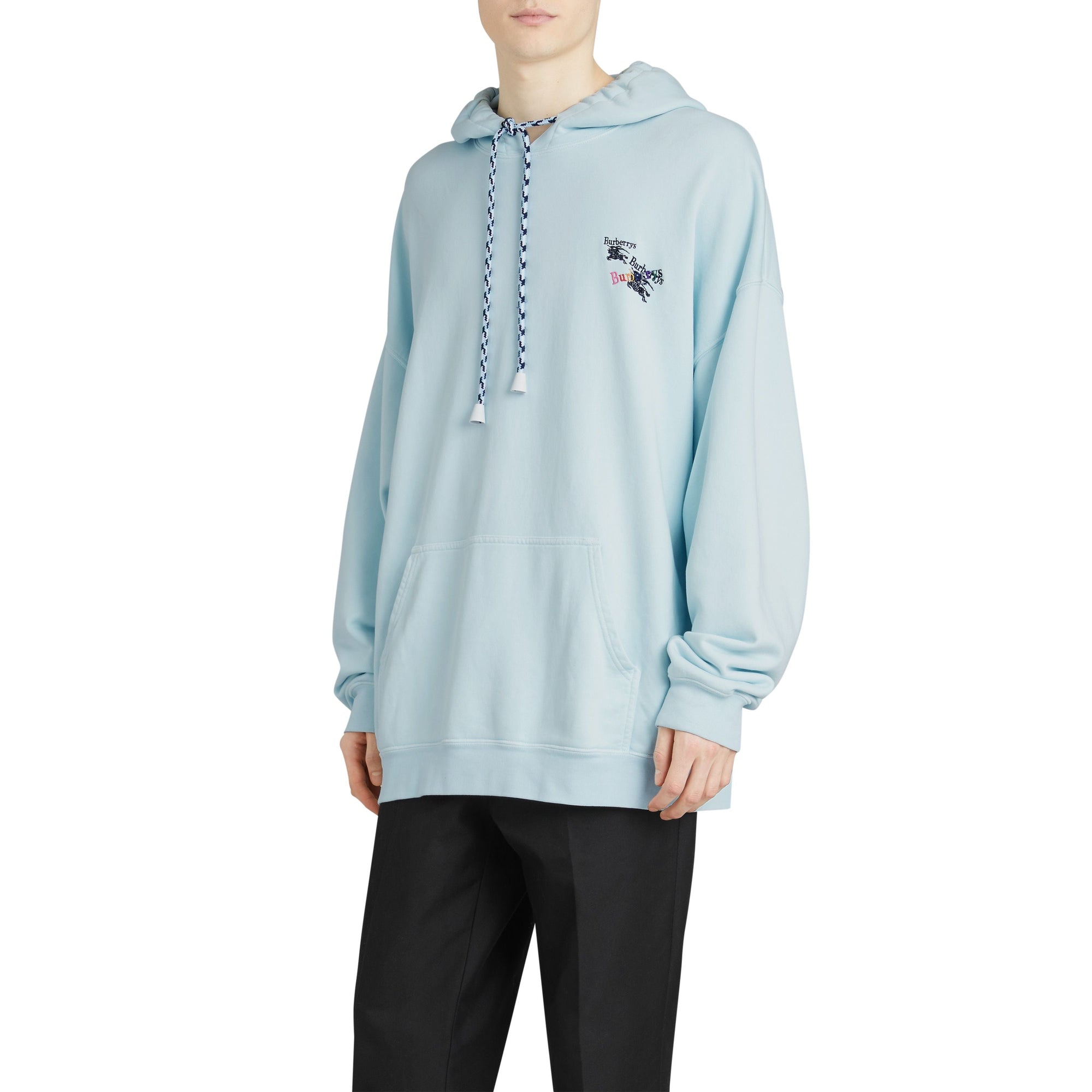 Sweat-shirt oversize à capuche brodé du logo du Cavalier - Pearl Blue