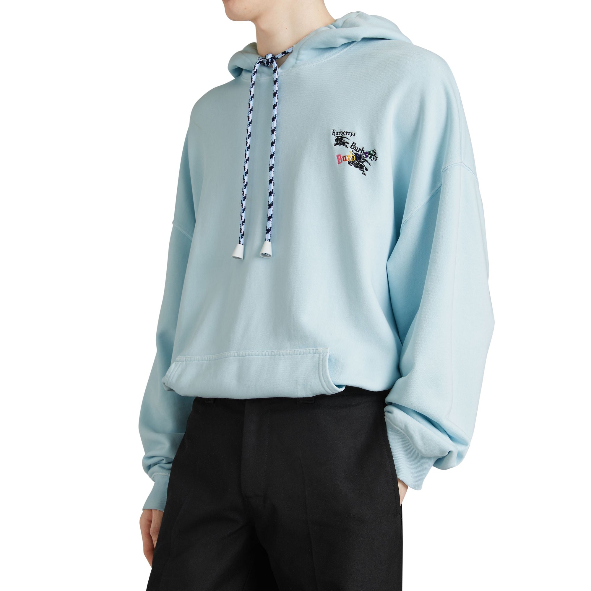 Sweat-shirt oversize à capuche brodé du logo du Cavalier - Pearl Blue