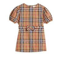 Robe en coton à motif Vintage check avec manches froncées - Antique Yellow