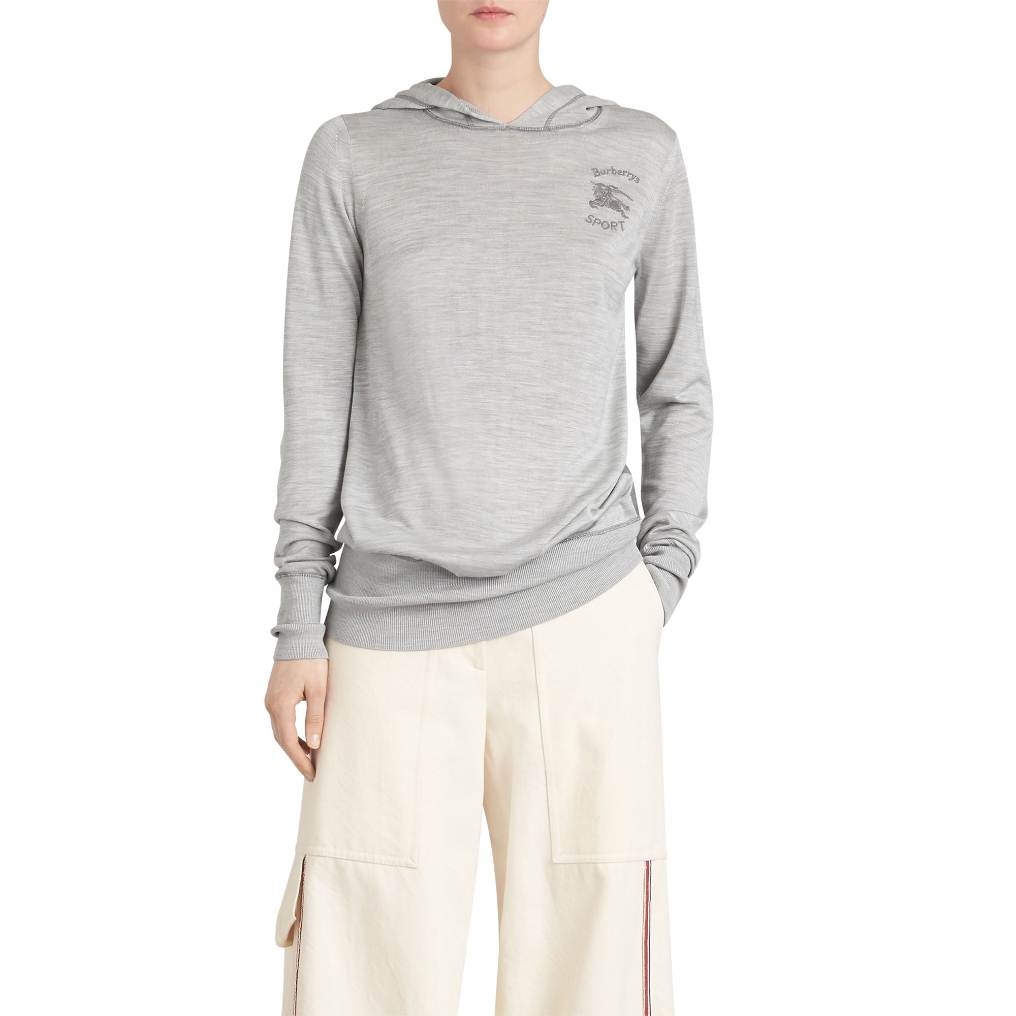 Sweat-shirt à capuche en soie et cachemire brodé - Charcoal