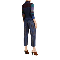 Pantalon 7/8 à rayures en laine mélangée - Navy & Light Blue