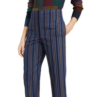 Pantalon 7/8 à rayures en laine mélangée - Navy & Light Blue