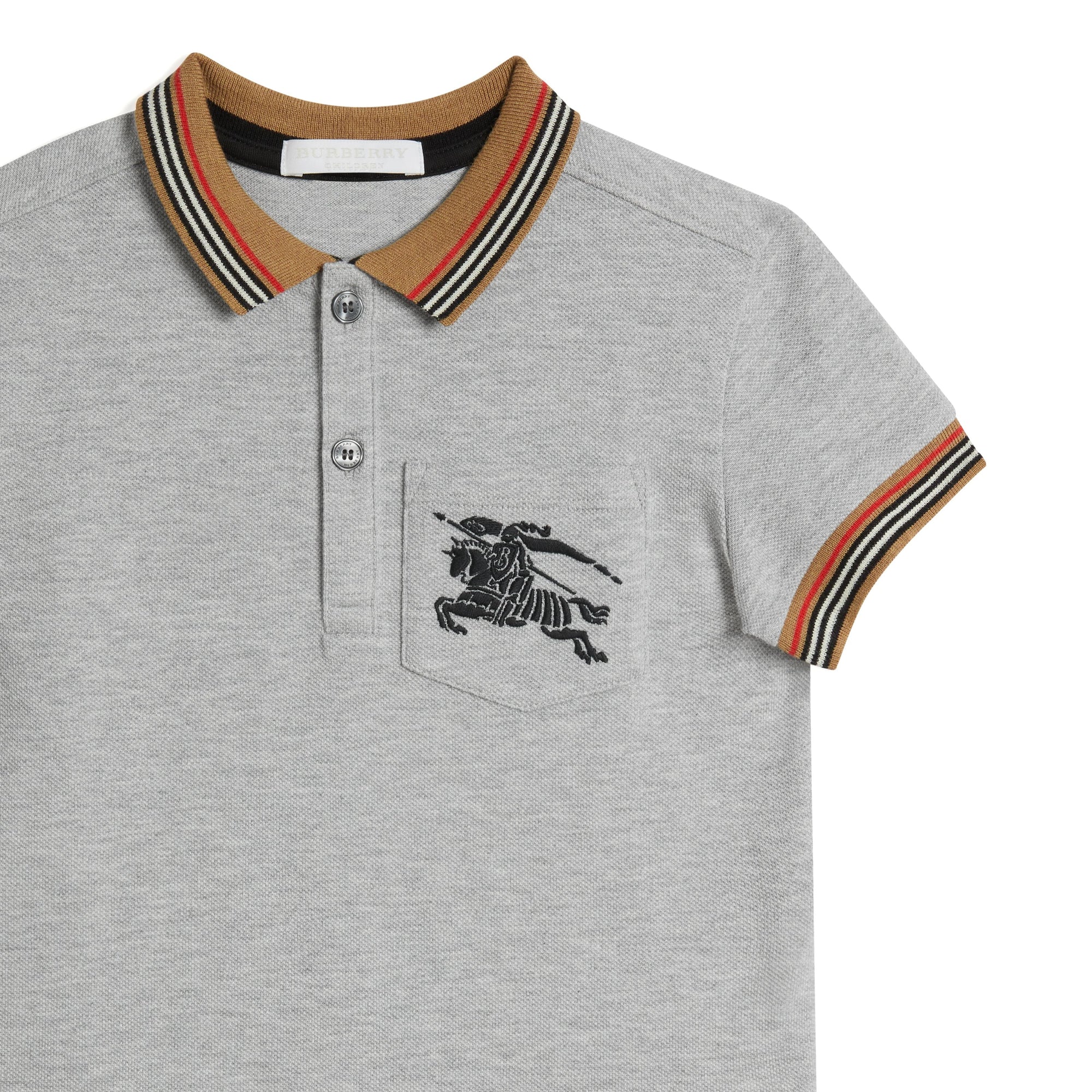 Polo en coton à rayures iconiques - Grey Melange
