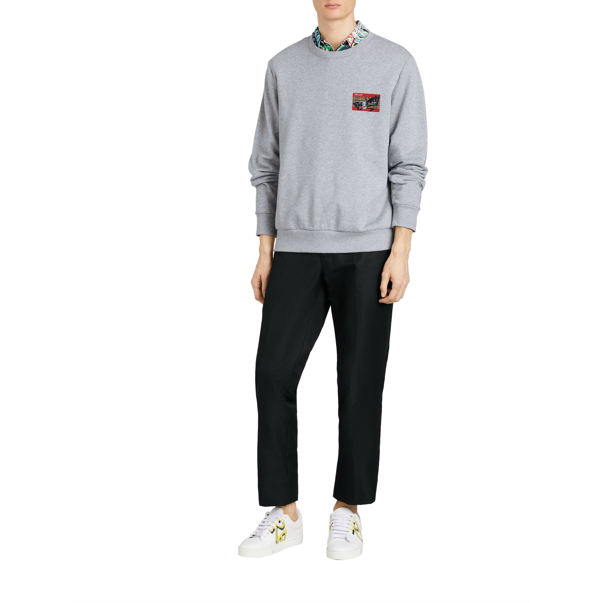 Sweat-shirt avec imprimé étiquette en graffiti - Pale Grey Melange