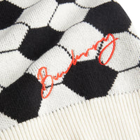 Pull en cachemire laine et coton à motif football en intarsia - Black & White