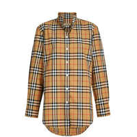 Chemise à col droit en coton avec motif Vintage check - Antique Yellow