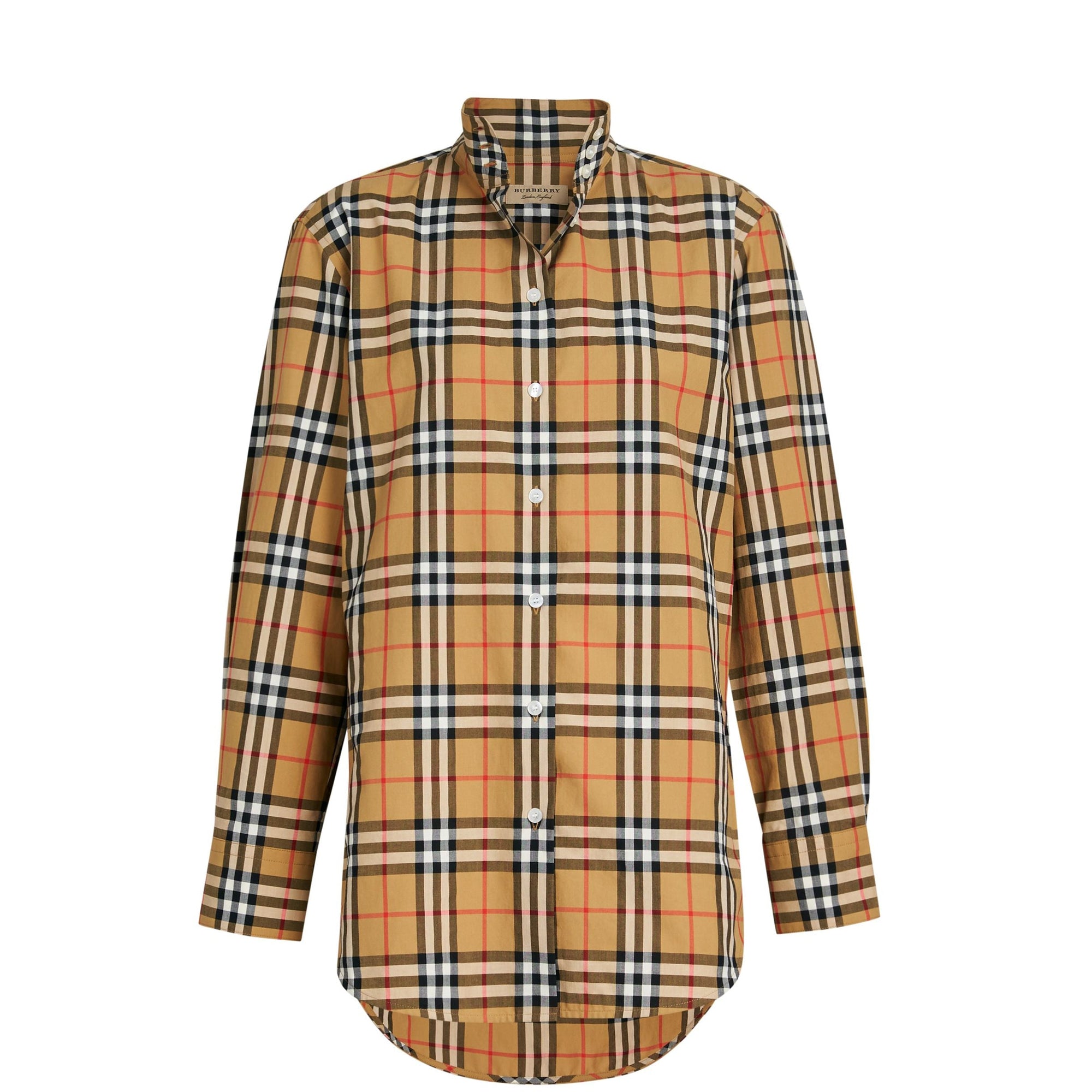 Chemise à col droit en coton avec motif Vintage check - Antique Yellow