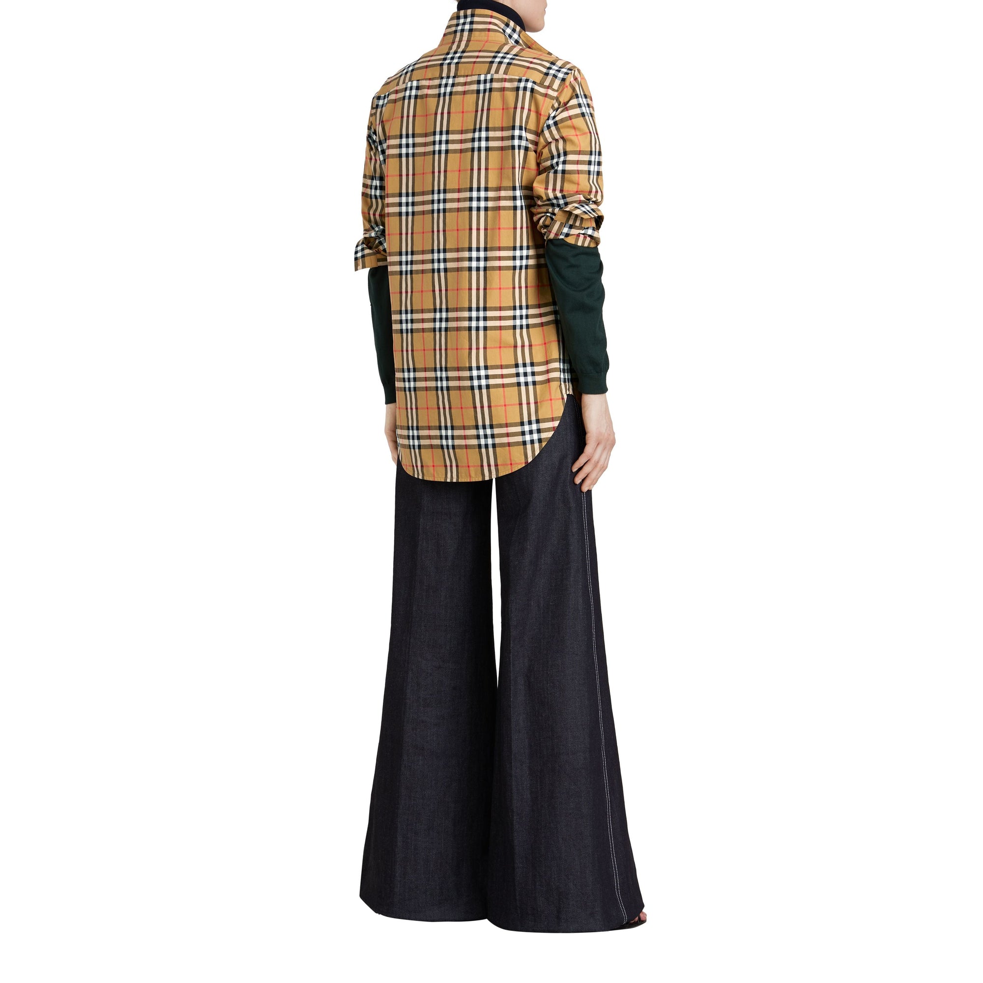 Chemise à col droit en coton avec motif Vintage check - Antique Yellow