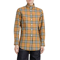 Chemise à col droit en coton avec motif Vintage check - Antique Yellow