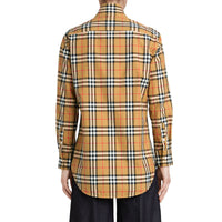 Chemise à col droit en coton avec motif Vintage check - Antique Yellow
